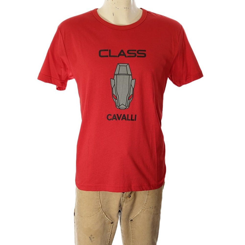 Cavalli Class Panther Cotton T Shirt Sz L